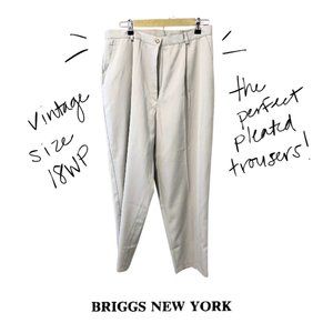 Vintage High Waisted Petite Pleated Trousers, Briggs New York, Size 18WP